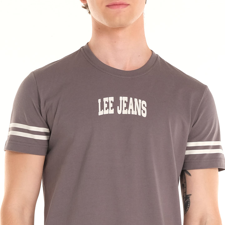 MENS' BASIC LOGO TEE WITH STRIPES ON SLEEVES
