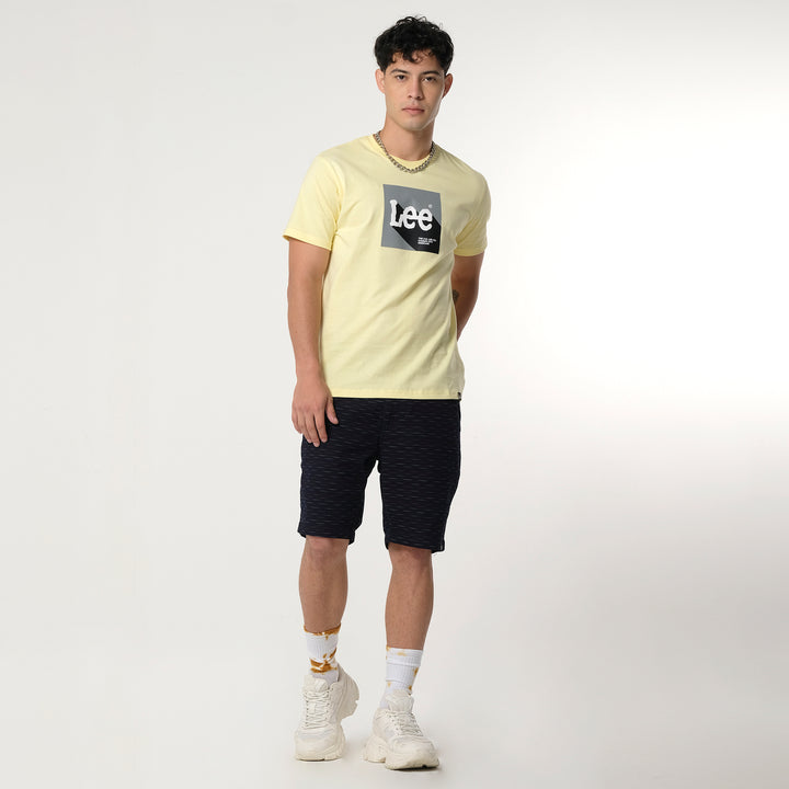 MENS PRINTED LOGO TEE IN MELLOW YELLOW