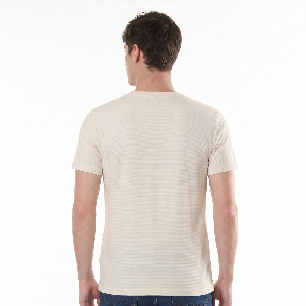 Lee Men's Missed Lycra Round Neck T-shirt With High Density Logo Print