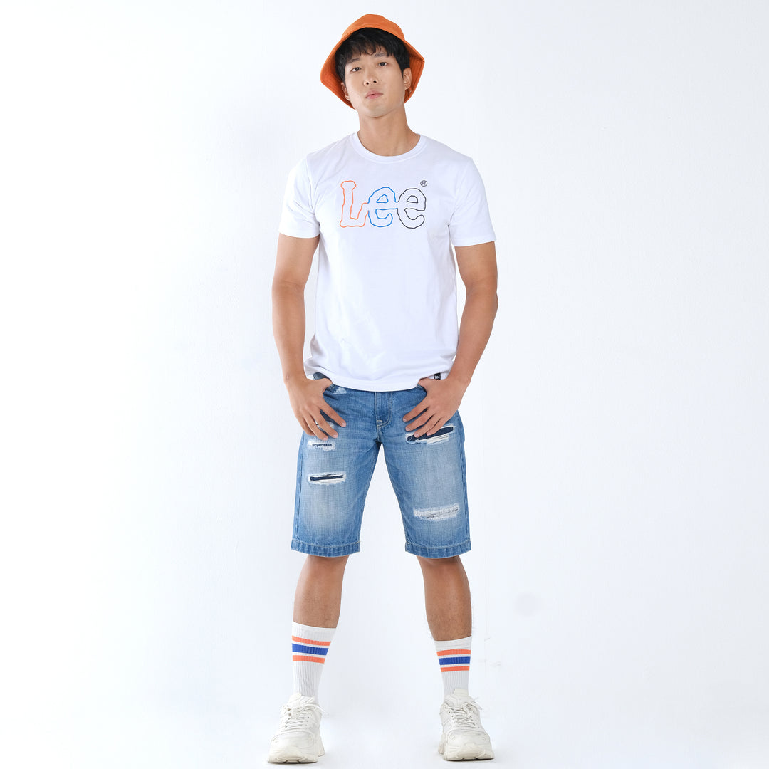 MENS MULTICOLORED OUTLINE LOGO TEE