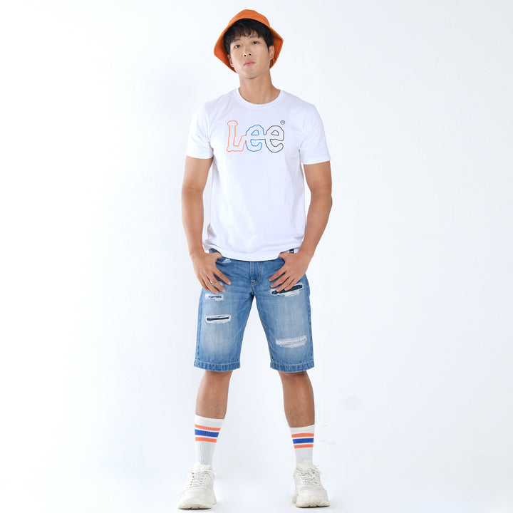 MENS MULTICOLORED OUTLINE LOGO TEE