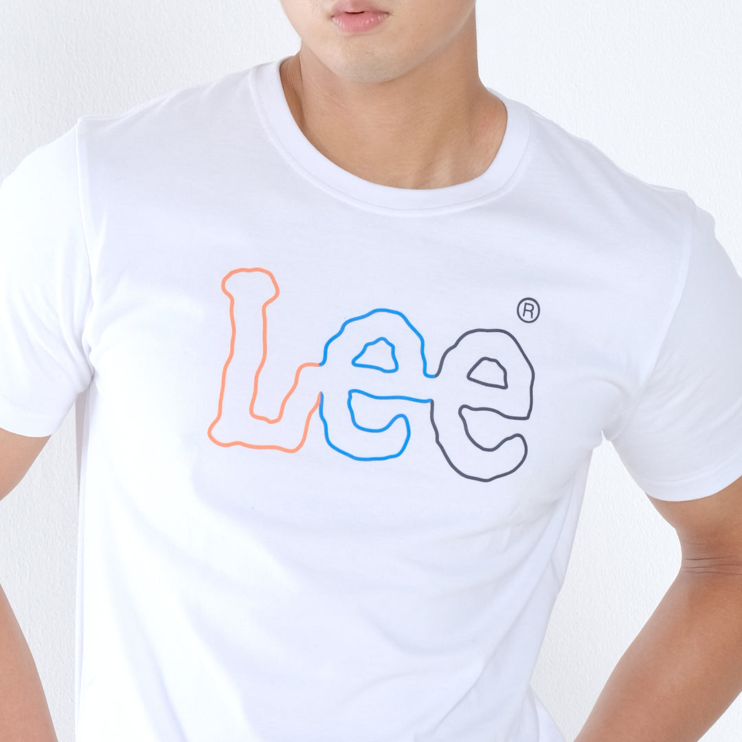 MENS MULTICOLORED OUTLINE LOGO TEE