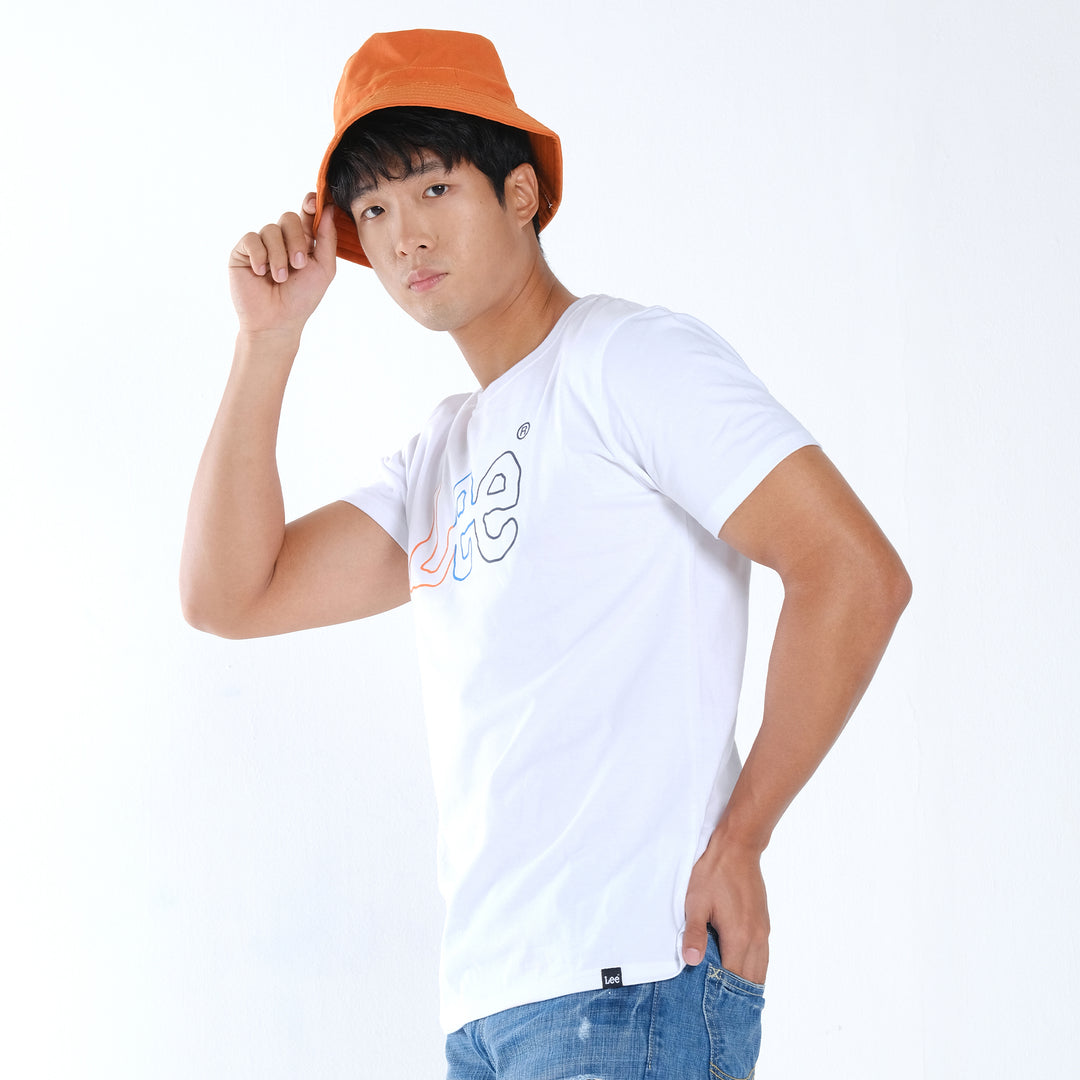 MENS MULTICOLORED OUTLINE LOGO TEE