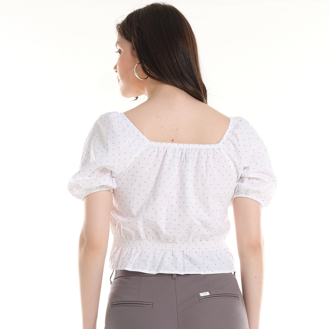 WOMENS PUFF SLEEVES CROPPED BLOUSE