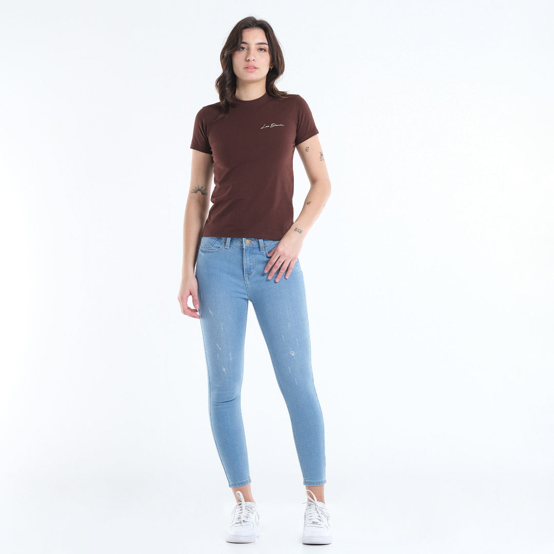 LEE LADIES HIGH-NECK SCRIPT LOGO TEE