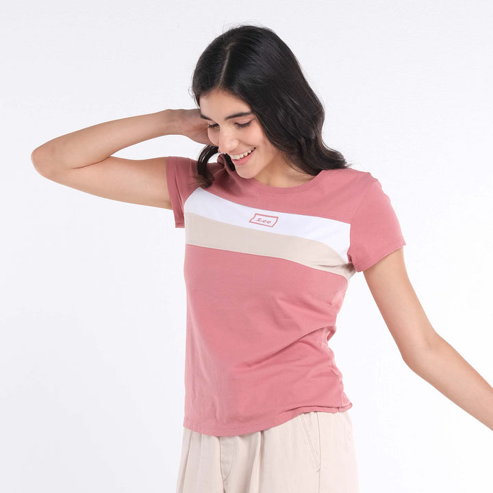 LEE LADIES ROUND NECK PANEL TEE