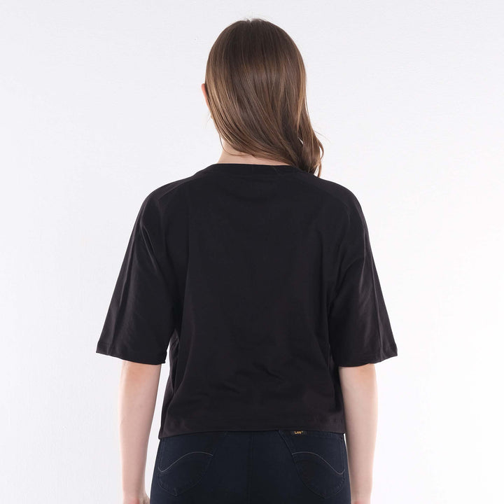 LEE LADIES LOOSE CROPPED TEE; TWO-TONED COLORED PRINT