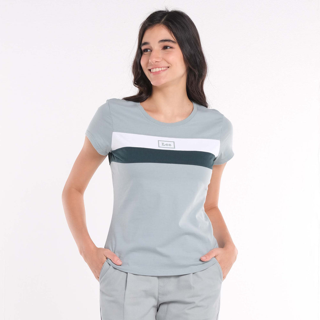 LEE LADIES ROUND NECK PANEL TEE