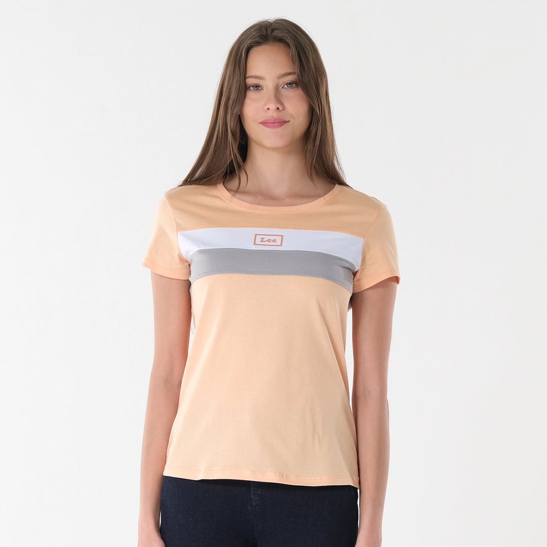 LEE LADIES ROUND NECK PANEL TEE