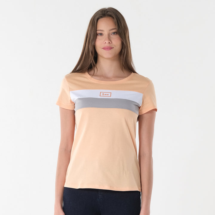 LEE LADIES ROUND NECK PANEL TEE