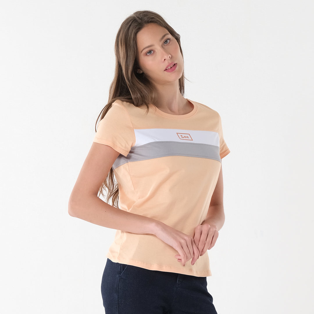 LEE LADIES ROUND NECK PANEL TEE
