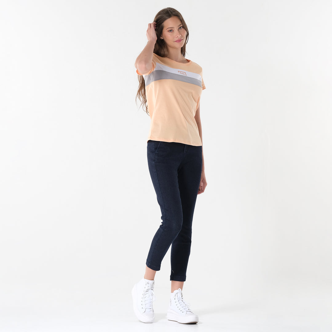 LEE LADIES ROUND NECK PANEL TEE