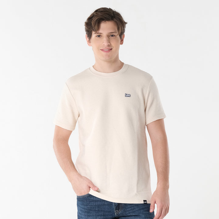Lee Men's Ottoman Round Neck Tee with Small Logo Patch