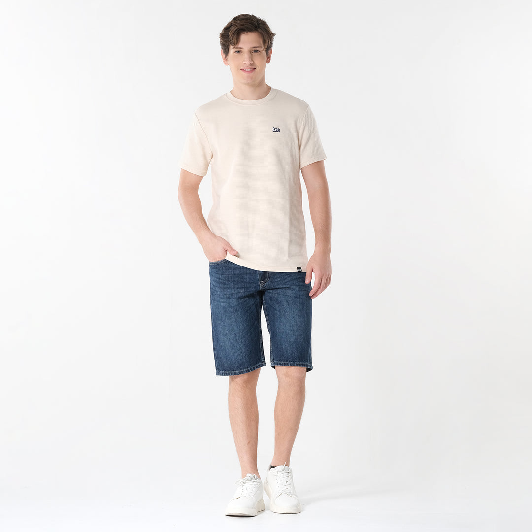 Lee Men's Ottoman Round Neck Tee with Small Logo Patch