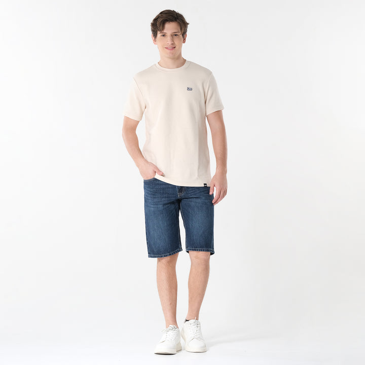 Lee Men's Ottoman Round Neck Tee with Small Logo Patch