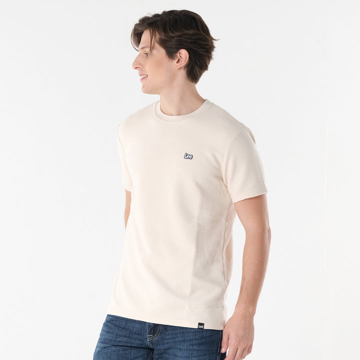Lee Men's Ottoman Round Neck Tee with Small Logo Patch