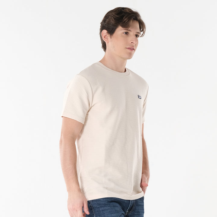 Lee Men's Ottoman Round Neck Tee with Small Logo Patch
