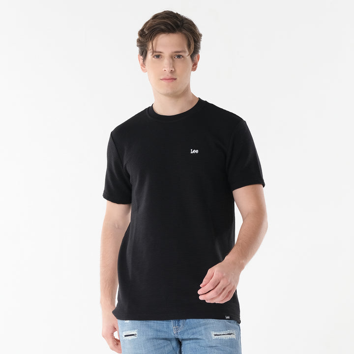 Lee Men's Ottoman Round Neck Tee with Small Logo Patch