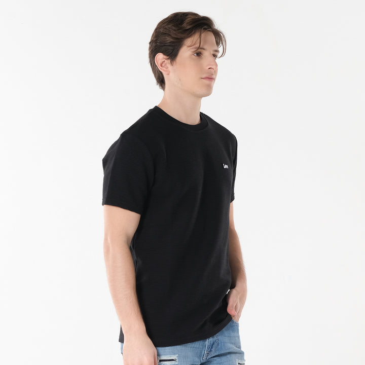 Lee Men's Ottoman Round Neck Tee with Small Logo Patch