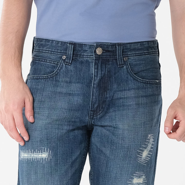 Lee Mens Denim Short with Distress in Med Thunder