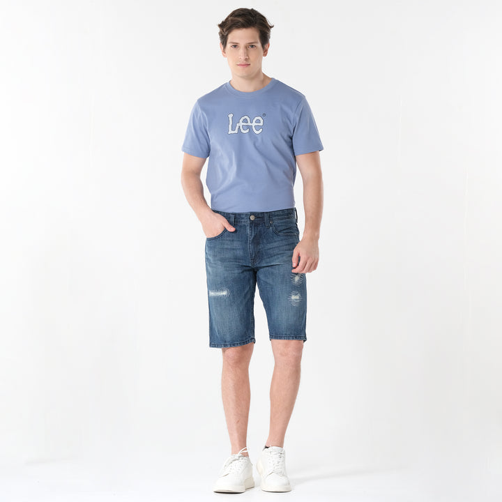 Lee Mens Denim Short with Distress in Med Thunder