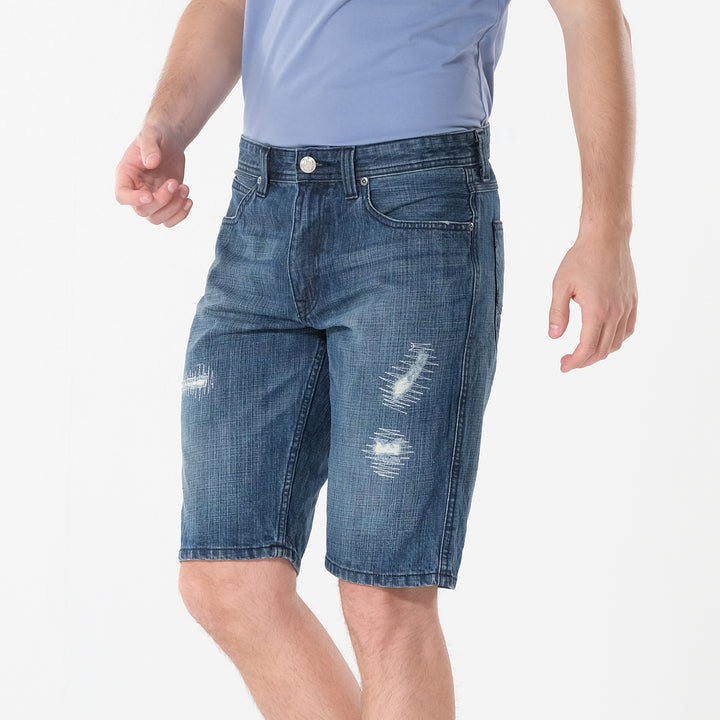 Lee Mens Denim Short with Distress in Med Thunder
