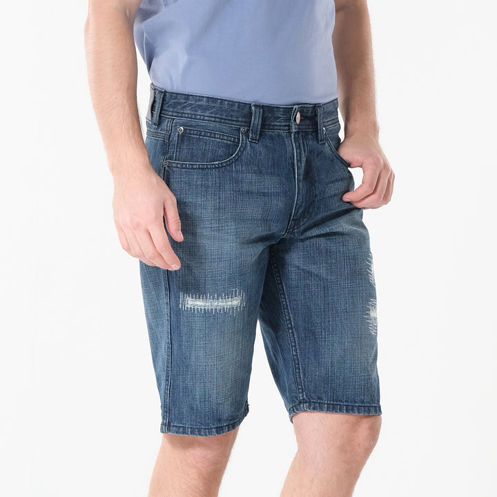 Lee Mens Denim Short with Distress in Med Thunder
