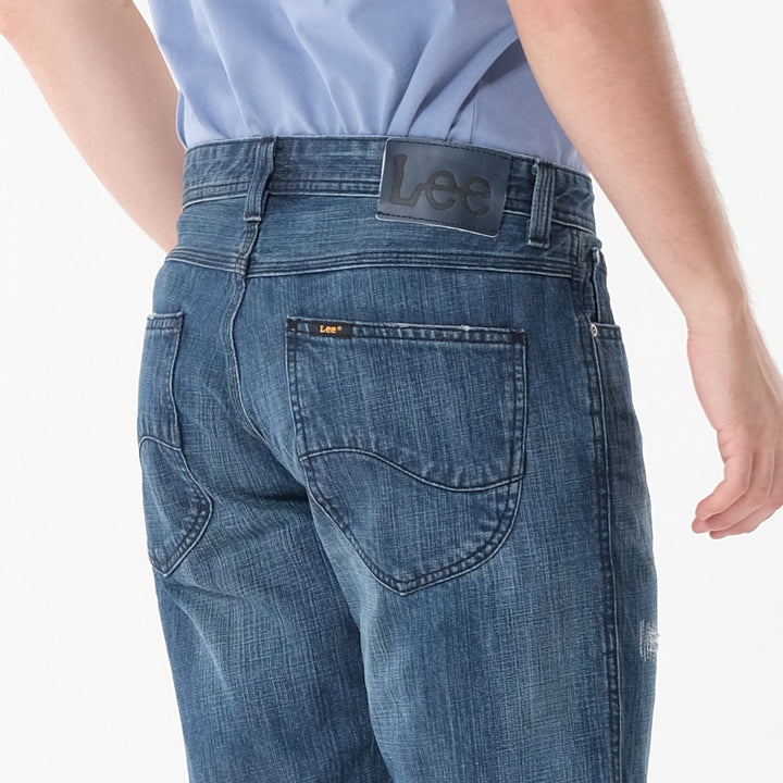 Lee Mens Denim Short with Distress in Med Thunder