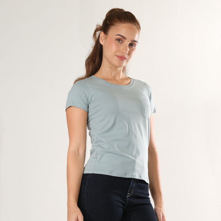 LEE LADIES ROUND NECK TEE WITH FUNCTIONAL CHEST POCKET
