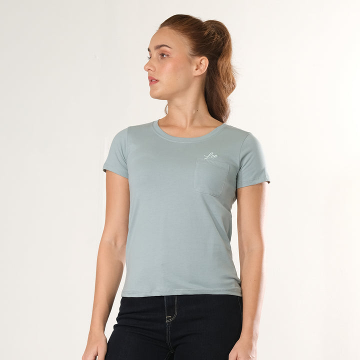 LEE LADIES ROUND NECK TEE WITH FUNCTIONAL CHEST POCKET