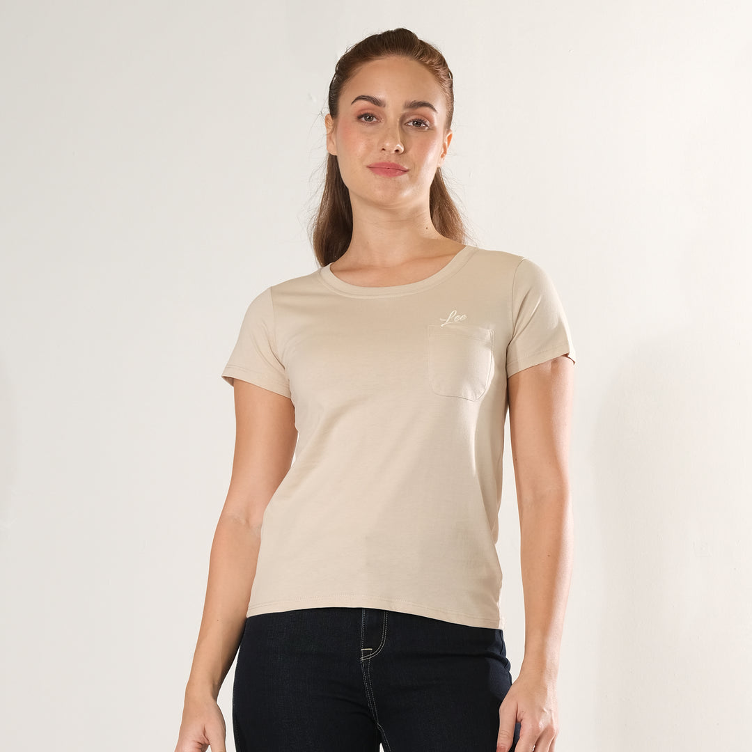 LEE LADIES ROUND NECK TEE WITH FUNCTIONAL CHEST POCKET