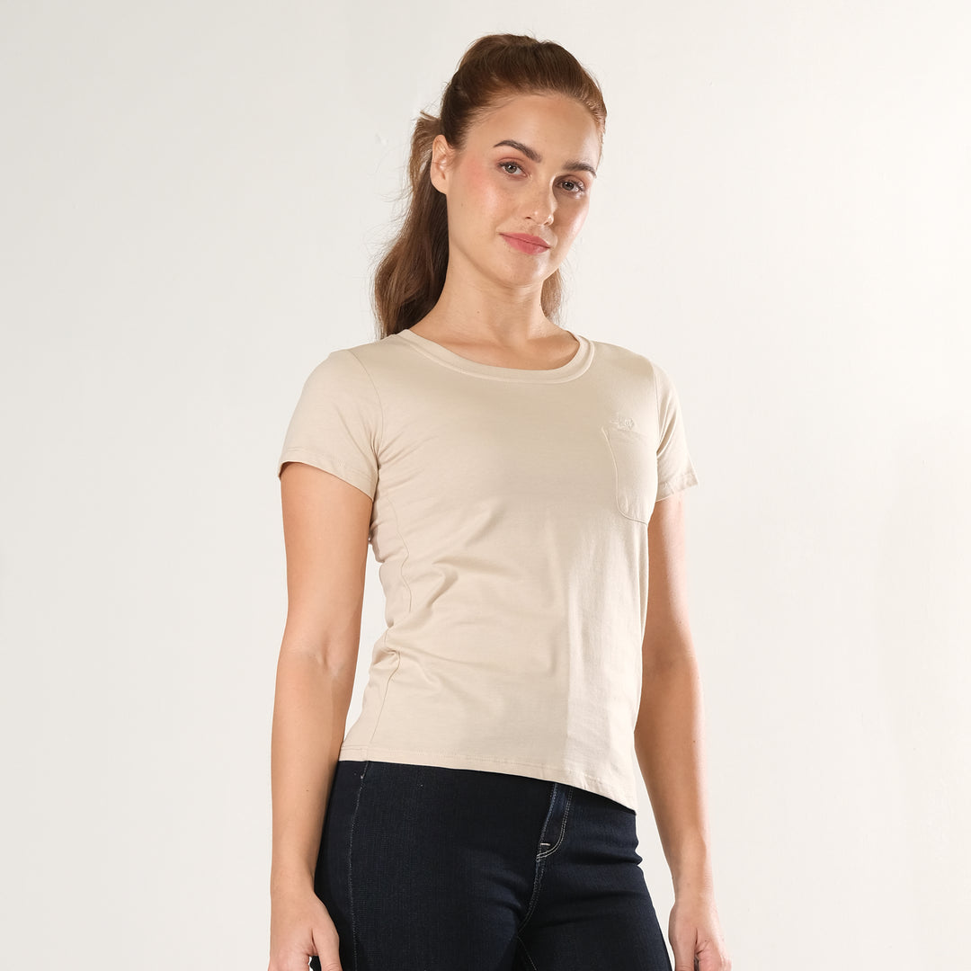 LEE LADIES ROUND NECK TEE WITH FUNCTIONAL CHEST POCKET