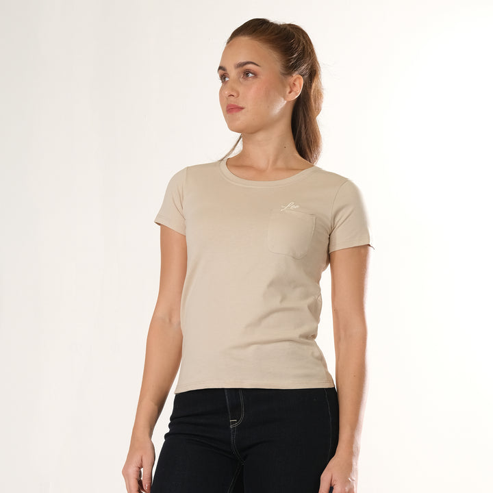 LEE LADIES ROUND NECK TEE WITH FUNCTIONAL CHEST POCKET