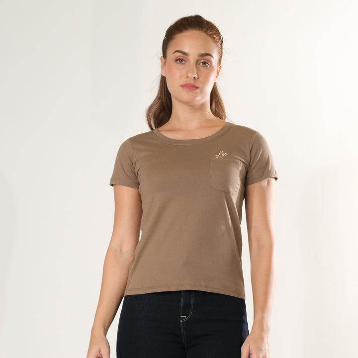 LEE LADIES ROUND NECK TEE WITH FUNCTIONAL CHEST POCKET