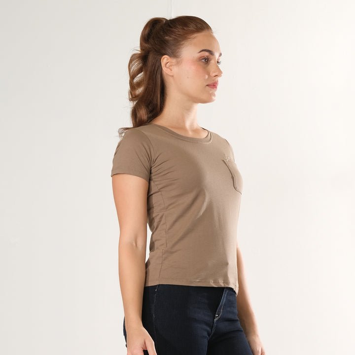 LEE LADIES ROUND NECK TEE WITH FUNCTIONAL CHEST POCKET