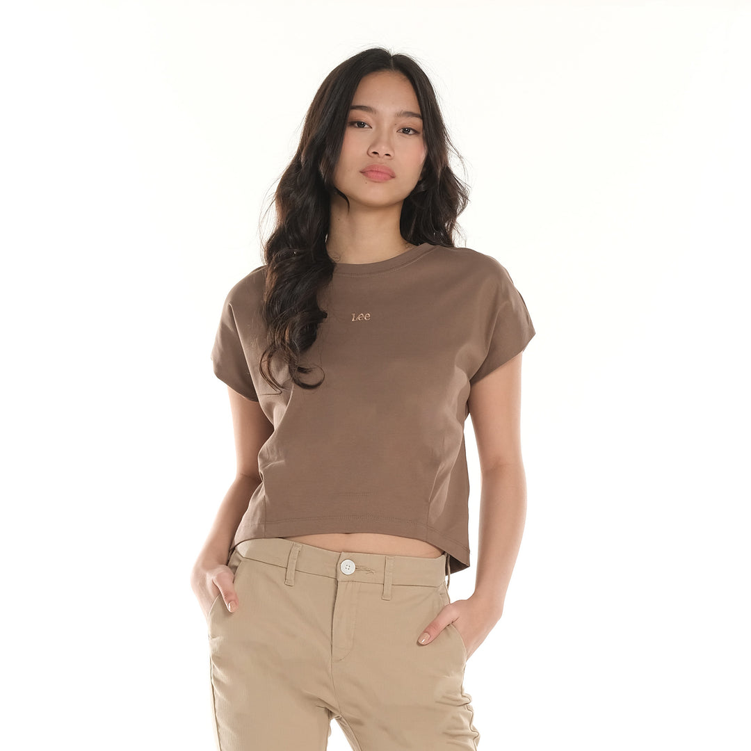 LEE LADIES MODIFIED SEMI CROPPED ROUNDNECK TEE