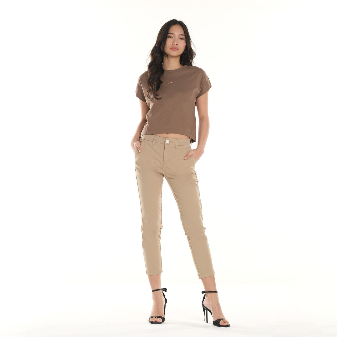 LEE LADIES MODIFIED SEMI CROPPED ROUNDNECK TEE