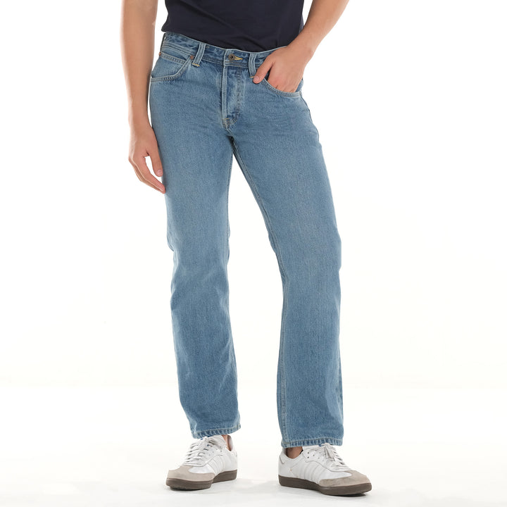 LEE MENS 101+ RETRO STRAIGHT BUTTON FLY PANTS in HORIZON BLUE