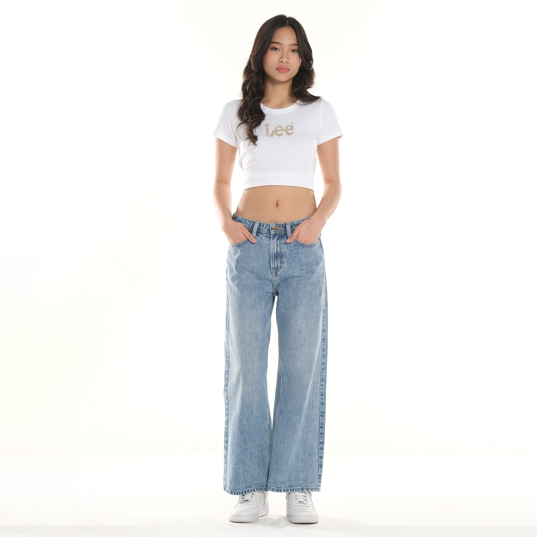 Lee Ladies A-line Wide Denim Jeans in Light Wash