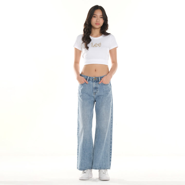 Lee Ladies A-line Wide Denim Jeans in Light Wash