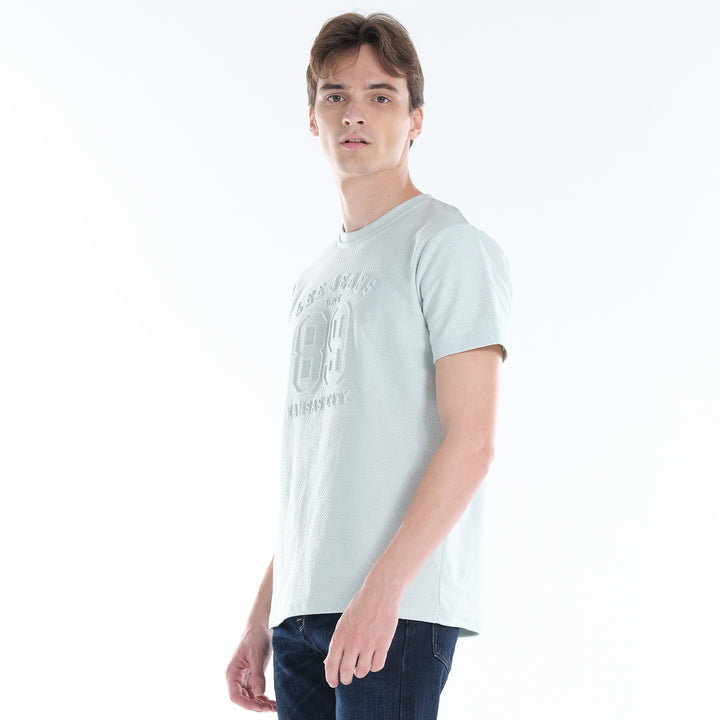 LEE MENS ROUND NECK ZIGZAG TEXTURED FABRIC WITH EMBOSSED PRINT