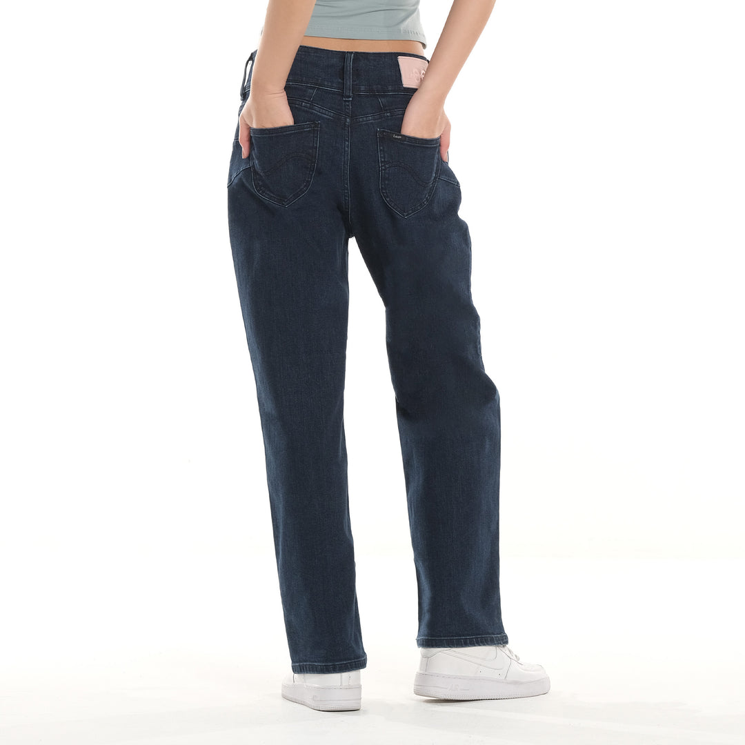 LEE LADIES CLASSIC STRAIGHT DENIM JEANS IN HYPER DARK