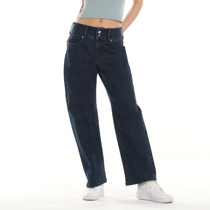 LEE LADIES CLASSIC STRAIGHT DENIM JEANS IN HYPER DARK