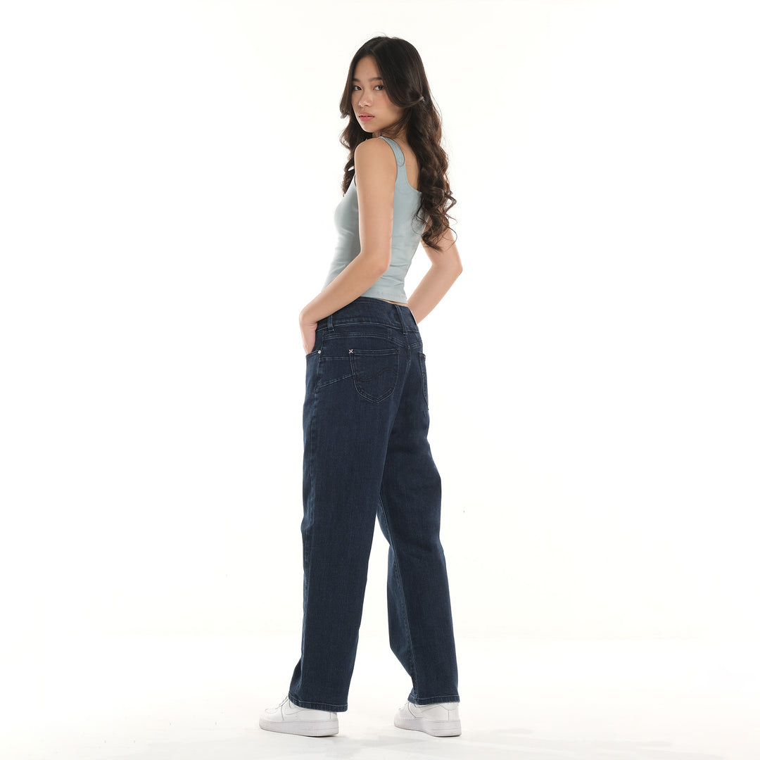 LEE LADIES CLASSIC STRAIGHT DENIM JEANS IN HYPER DARK