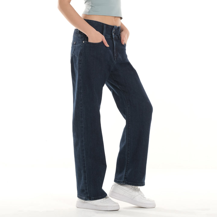 LEE LADIES CLASSIC STRAIGHT DENIM JEANS IN HYPER DARK