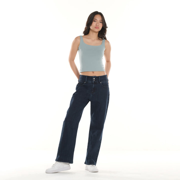 LEE LADIES CLASSIC STRAIGHT DENIM JEANS IN HYPER DARK