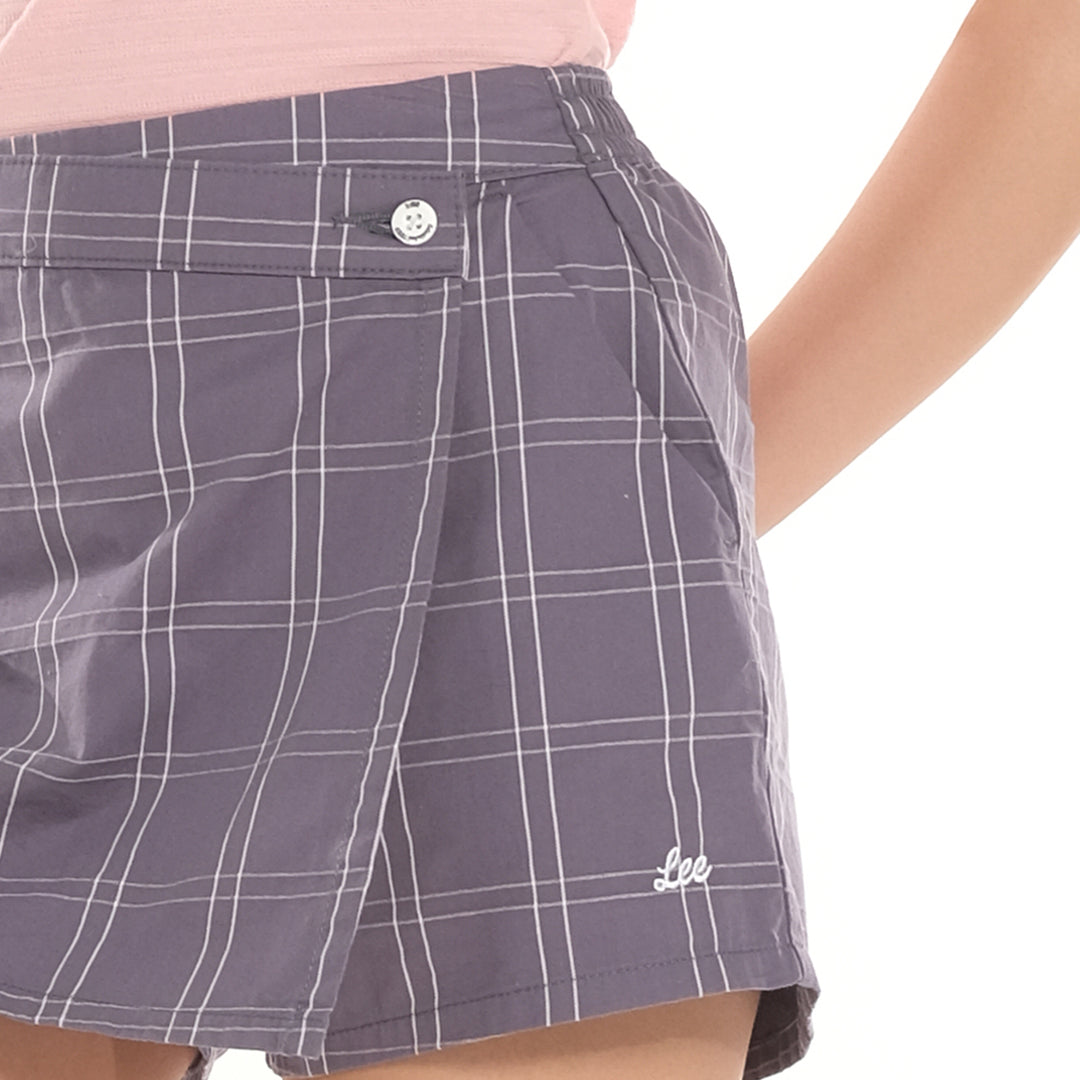 LEE LADIES ONE BUTTON CHECKERED SKORT