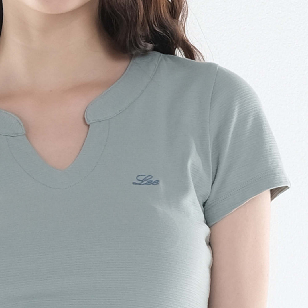 LEE LADIES U-NECKLINE WITH MANDARIN COLLAR TEE