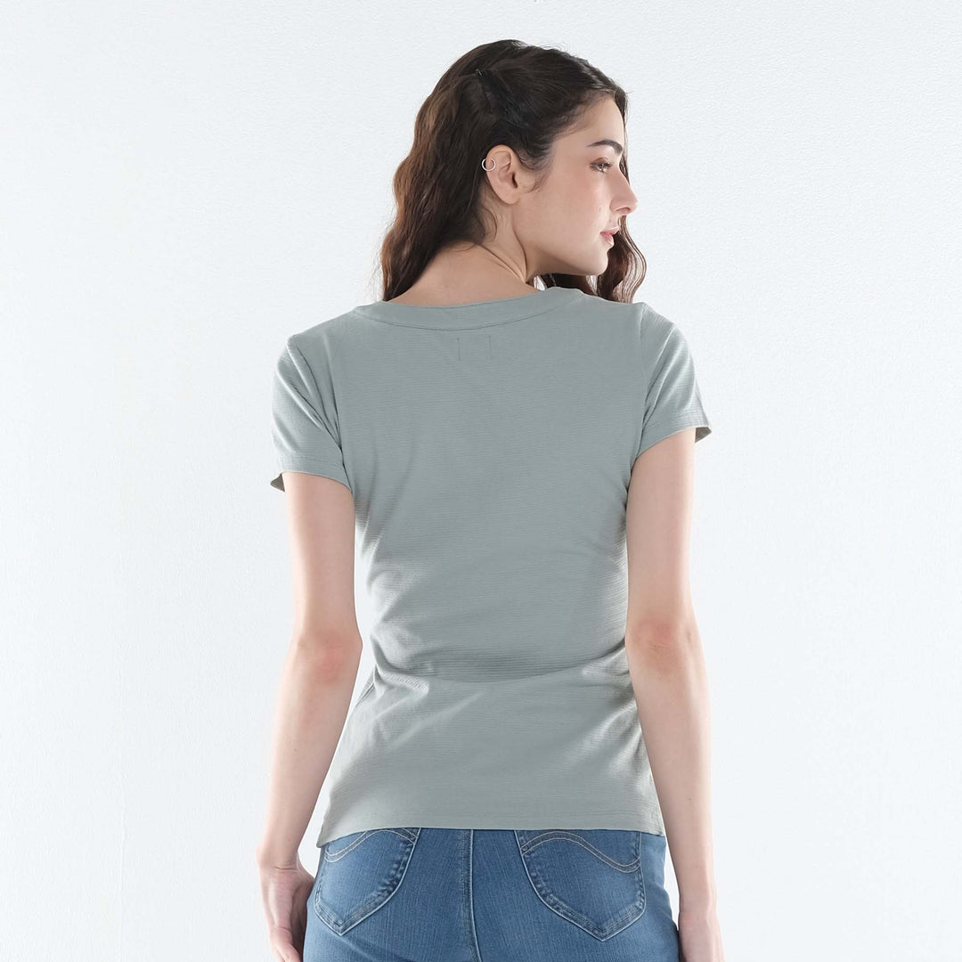 LEE LADIES U-NECKLINE WITH MANDARIN COLLAR TEE
