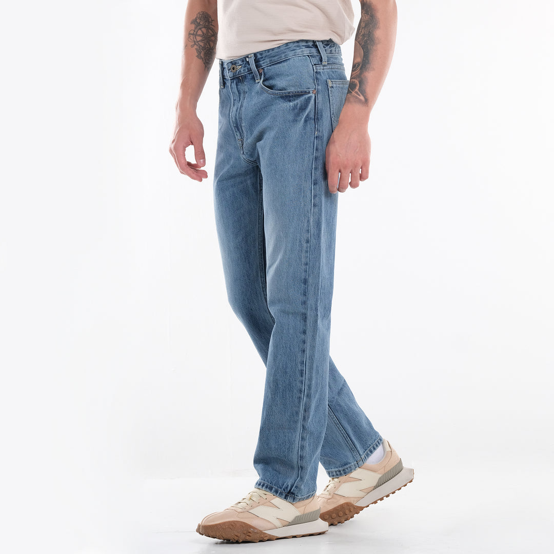 Lee Mens 101+ Zip Fly Denim Pants in Light Indigo Worn